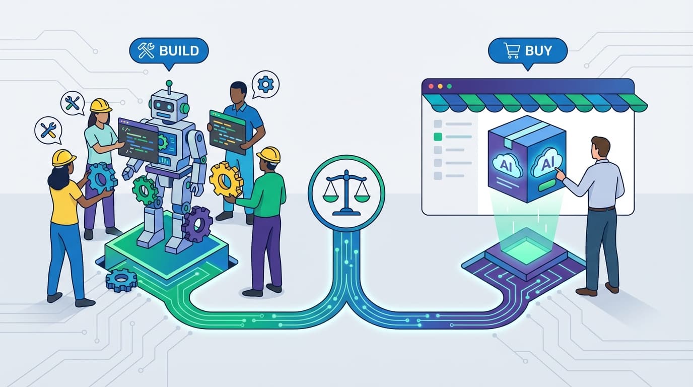 Build or Buy AI Development - illustration